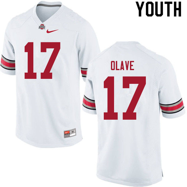 Ohio State Buckeyes Chris Olave Youth #17 White Authentic Stitched College Football Jersey